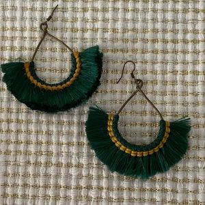 Green Tassel Earrings